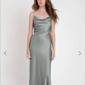 Brand  New Jenny Yoo Dress. Size 4 in Moss. Luxe Satin